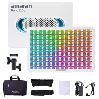 Amaran Pano 120c Kit Led Video Panel Light 120W RGBWW Full Color Lights,CCT 2,300K-10,000K,12 Lighting Efects,App Control,Support USB-C PD,with Softboxes and Carrying Case (White)