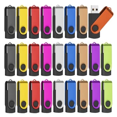 EASTBULL Flash Drives Bulk 128MB USB Thumb Drive 50 Pack USB 2.0 Memory Stick Swivel Pen Drive with Lanyard for Storage and Backup (128MB 50 Colors)