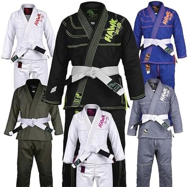 Hawk Sports Brazilian Jiu Jitsu Gi for Kids, Ultra-Light Extra Tough Premium Fabric Kids BJJ Gi for Martial Arts Training & Competition, Comfortable Perfect Fit BJJ Gear - Size K3, Black