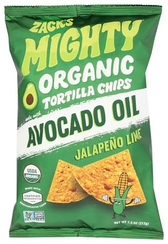 Zack'S Mighty Organic Avocado Oil Tortilla Chips - Jalapeño Lime, 7.5 Oz