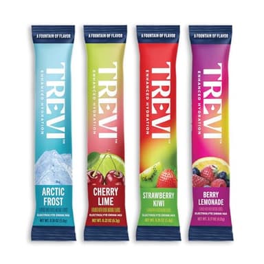 TREVI™ Sugar Free Electrolytes - Drink Mix Hydration Powder Packets - 28 Count - Favorites Variety Pack - Cherry Lime, Strawberry Kiwi, Berry Lemonade, Arctic Frost