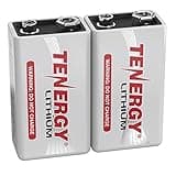 Tenergy 9V Lithium Batteries, 1200mah Non-Rechargeable Batteries, 10 Years Shelf Life Lithium 9 Volt Batteries, 2 Pack