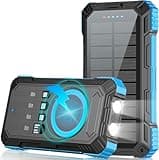 Saraupup Solar Charger Power Bank 49800mAh Wireless Portable Phone Charger, 22.5W QC3.0 Fast Charging Built in 4 Cables with USB C 6 Outputs & 2 Inputs for Cell Phone