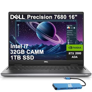 Dell Precision 7000 7680 Mobile Workstation Laptop (NVIDIA RTX 2000 Ada 8GB, 16" FHD+, Intel 20-Core i7-13850HX (> Ultra 7-155U), 32GB LPCAMM2 DDR5, 1TB SSD) Pro Max for Designer, IST HUB, Win 11 Pro