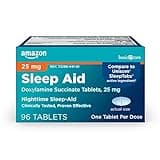Amazon Basic Care Nighttime Sleep Aid Tablets for Adults, Doxylamine Succinate 25 mg, 96 Count
