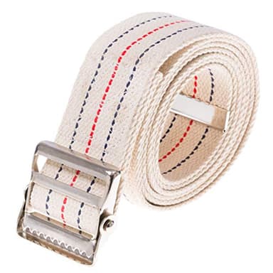 COW&COW Transfer and Gait Belt with Metal Buckle - Transfer Walking and Standing Assist Aid For Caregiver Nurse Therapist 2 inches (Beige with Stripes, 60")