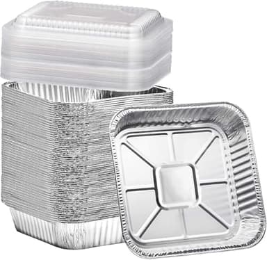 Findful (35 Pack) 8x8 Aluminum Pans with Clear Plastic Lids - Square Baking Cake Pans - Foil Pans with Lids - Disposable Food Containers Great for Cooking, Heating, Storing, Prepping Food