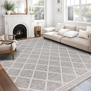 ReaLife Rugs Machine Washable Area Rug - Living Room Bedroom Bathroom Kitchen Entryway Office - Padded Low Pile Stain Resistant Premium - Boho Modern Farmhouse - Tessa - Beige Ivory 7'6" x 9'6"