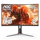 AOC CQ32G2S 32" Curved Frameless Gaming Monitor 2K QHD, 1500R Curved VA, 1ms, 165Hz, FreeSync, Height adjustable, 3-Year Zero Dead Pixel Guarantee,Black