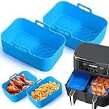 Air Fryer Silicone Liners - 2Pcs Reusable Silicone Pot for Ninja Foodi DZ201/DZ401 Dualzone Air Fryer, Oven Insert Silicone Bowl, Replacement of Parchment Paper Liners, Non Stick Basket Accessories