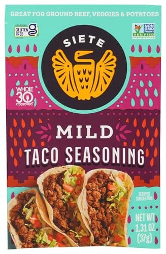 Siete Mild Taco Seasoning Mix | Gluten Free | Vegan | Paleo | Preservative Free | Whole 30 Approved (1 Packet)