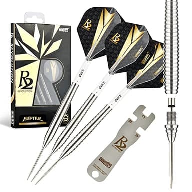 ONE80 90% Tungsten Steel Tip Darts Sets Chameleon, Night Hunter Professional Darts Set (R2-Reptile 24g)