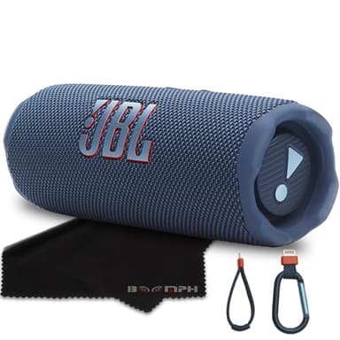 JBL Flip 7 Portable Bluetooth Speaker, IP68 Waterproof, Dustproof, Drop-Proof, PushLock System, AI Sound Boost, 16H Battery – Blue – Boomph's Comprehensive Ultimate Performance Cloth Solution