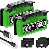 DINOSTRIKE Rechargeable Battery Pack for Xbox One and Xbox Series X|S Controllers with 4 Back Covers Faceplates and a USB C Cable, 2x3600mWh Fast Charging Xbox Controller Battery Play and Charge kit
