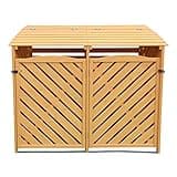 Hanover 4.9 ft. x 4 ft. Wooden Outdoor Storage Shed for Outdoor Trash Can and Recyclables, Stores 2 Trash Cans, 4' x 4.9' x 3', Modern Fir Wood Shed with Metal Locking Latch and 2 Front Access Doors