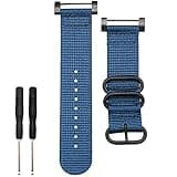 Lijinlan Watch Bands Compatible with Suunto Core for Women Men, Military Woven Nylon Replacement Wrist Strap for Suunto Core Smartwatch (Bk-Blue)