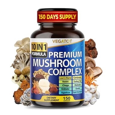 10 in 1 High Strength Mushroom Supplement - Lions Mane, Cordyceps, Reishi - Brain Supplements for Memory and Focus ** 5-Month Supply