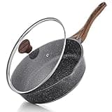 SENSARTE Nonstick Skillet, Deep Frying Pan 10/11/12-inch, Saute Pan with Lid, Stay-cool Handle, Healthy Stone Cookware Cooking Pan, Induction Compatible, PFOA Free (10-Inch/3.5QT)