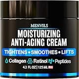 Mens Face Moisturizer Cream - Anti Aging & Wrinkle Cream - Face Moisturizer For Men with Collagen, Retinol, Peptides, Jojoba Oil - Facial Skin Care Lotion - Day & Night - 4.2 OZ