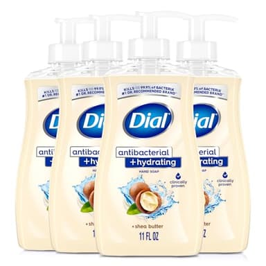 Dial Antibacterial Plus Hydrating Shea Butter Liquid Hand Soap, 11oz (Pack of 4)