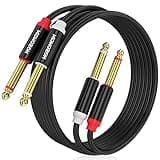 HOSONGIN Dual 1/4 inch TS to Dual 1/4 inch TS Stereo Interconnect Insert Cable, PVC Jacket Gold-Plated Plug Double Shielding Cable, 10 Feet