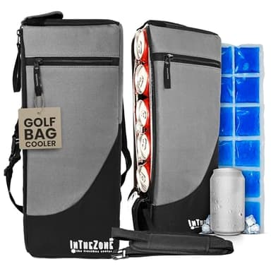 Frostbox Golf Bag Cooler with Ice Pack | Insulated 6-Can Beer Sleeve | Stays Cold for Hours Discreet Hidden Design - Fits in Golf Bag - Black/Gray