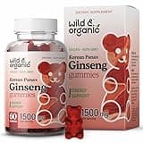 Wild & Organic Panax Ginseng Gummies 1500 mg - Korean Red Ginseng Supplement for Energy, Brain & Immune Support - Vegan, Non-GMO Root Powder Based Chews - 60 Count