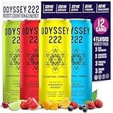 Odyssey 222 Energy Drink, Pre Workout, 222mg Caffeine, Clean Energy Drinks, L Theanine, Lions Mane, Cordyceps & Green Tea for Energy, Focus & Mood Boost, Low Calorie, Variety Pack, 12 Fl oz, 12 Pack