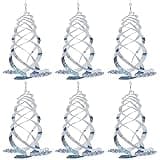 Hausse 6 Pack Bird Repellent Spiral Reflectors Silver Mylar Spinner, Hanging Reflective Bird Deterrent Device, Garden Decorative Scare Birds Away, Like Woodpeckers, Pigeons and Geese