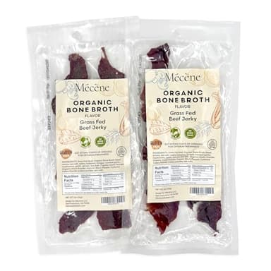 Tough to Chew: Organic Bone Broth Beef Jerky – Grass-Fed, Zero Sugar, Low Calorie, High Protein, Extra-Firm Texture – 2 oz (Pack of 2)