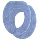 Warm-n-Comfy Soft Toilet Seat Cover - Plush & Thick Fabric Toilet Seat Warmer for Round & Elongated 14x18" Toilet Seats - Reusable, Machine-Washable, Easy-Install -Gift-Ready Packaging- Infinity Blue
