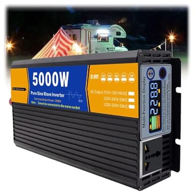 5000W DC 12V/24V/48V/60V/72V Pure Sine Wave Inverter Charger DC Input AC Output 120V/240V Low Frequency Solar Power Inverter Converter,12V to 220V