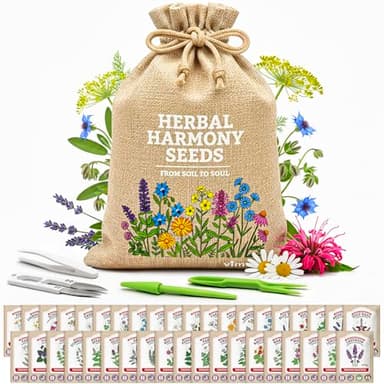Medicinal Herb Seeds Variety Pack – 39 Heirloom Non-GMO Apothecary Seed Kit, Herbal Medicine & Tea Garden, Made in USA
