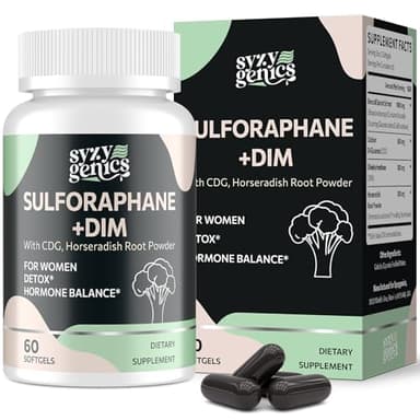 Sulforaphane Supplement from Broccoli Sprouts, DIM and CDG Triple Blend, Natural Enzyme Myrosinase for High Sulforaphane, Broccoli Supplement for Detox, Antioxidant and Balance, 60 Vegan Softgels