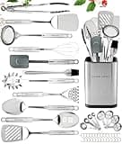 Home Hero 32 Pcs Stainless Steel Kitchen Utensils Set - Nonstick Stainless Steel Cooking Utensils Set - Heat Resistant Kitchen Essentials & Metal Kitchen Gadgets (32 Pcs)