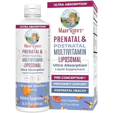 MaryRuth Organics Prenatal & Postnatal Multivitamin for Women | Sugar Free | Formulated for Pre-Conception, Pregnancy & Nursing | Prenatal Vitamins | Vegan | Non-GMO | Gluten Free | 30 Servings