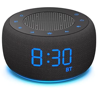 BUFFBEE Alarm Clock with Bluetooth Speaker & FM Radio for Bedside – Gradual Wake-Up Sounds, Fully Dimmable Display & Ambient Night Light, Plug-in Digital Clock for Bedroom