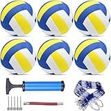 6 Pack Official Size 5 Volleyball Balls Volley Ball of Synthetic Leather,Includes Ball Pump and Net Bag,Competition Volleyball for Indoor Outdoor