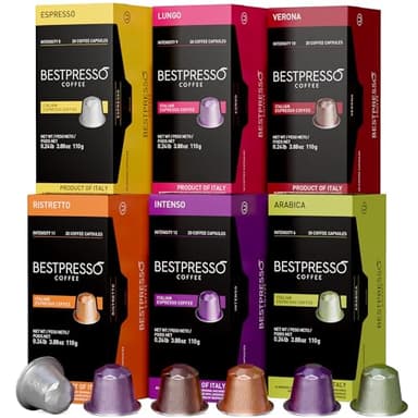 Bestpresso Coffee for Nespresso Original Machine 120 pods Certified Genuine Espresso Variety Pack Pods Compatible with Nespresso Original