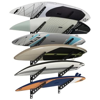 Neorexon Adjustable Metal Board Wall Rack, 6 Board Wall Mount Display for Surfboard, Wakeboard & Snowboard Storage in Home or Garage
