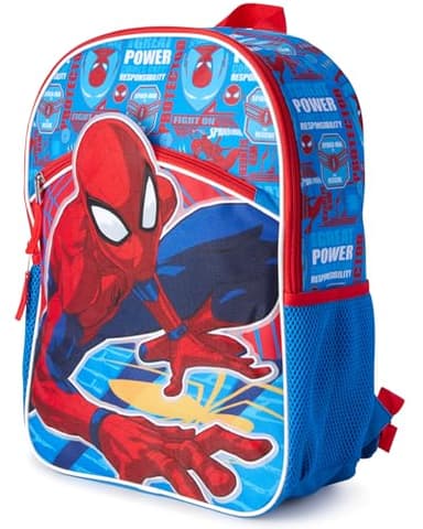 Fast Forward Spiderman Kids Backpack - 16 Inch 3D Bookbag Preschool Elementary Backpack for School Girls Boys School Bags, Spider Blue/Red