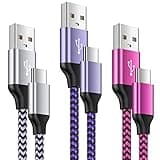 USB Type C Cable Fast Charging C Charger Cord 3 Pack Android Phone Wire for Moto G Stylus/Play/Power 2024,Razr,G 5g,Samsung Galaxy S24/S23/S25/S25 Plus/S25 Ultra/S22/S21/S20,Google Pixel 9/8a/8/7/6/5