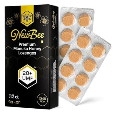 Manuka Honey Lozenges, Made W/UMF, MGO New Zealand Manuka Honey, UMF Certified, Monofloral, Traceable from Hive to Hand (16, UMF 20+)