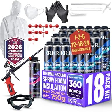 ixirpro Spray Foam Insulation Kit (18 PK Kit-26.46oz) Expanding Sealant, Closed Cell Spray Foam Heat Acoustic Insulation, High Density, Cleaner, Gun