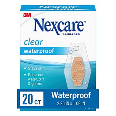 Nexcare Waterproof Clear Bandages, Covers and protect cuts, scrapes and blisters, One Size, 20 Count