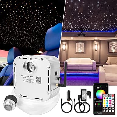 CHINLY 32W Twinkle 1000pcs 13.1ft 0.03in Starlight Headliner Fiber Optic Lights kit, Music Mode Bluetooth APP Control Remote, RGBW Star roof Lights for Star Headliner/Home Theater/Pool Ceiling