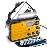 8000mAh Emergency Radio - Solar Hand Crank Emergency Radio with 3-Mode Flashlight, AM/FM/NOAA Battery Powered Radio with SOS Alarm & Compass for Power Outages Emergency Storm