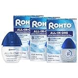 Rohto All-in-One Multi-Symptom Cooling Eye Drops, All-in-One Astringent, Lubricant & Redness Reliever Eye Drops for Irritated, Dry, Burning, Watery, Itchy, Red, Gritty Eyes, 0.4 fl oz Bottle