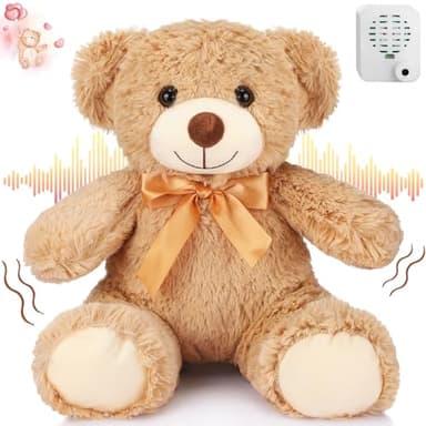 Liliful 12 Inch Teddy Bear with Voice Recording Memorial Recordable Teddy Bear 30 Seconds Stuffed Animal Voice Recorder Recordable Message Plush Animal for Women Birthday Memorial Remembrance Gift