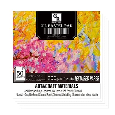 GR DZPLUS Oil Pastel Pad | 5.9 x 5.9 inch(123 lb/200g) | 50 Sheets Heavyweight Drawing Paper